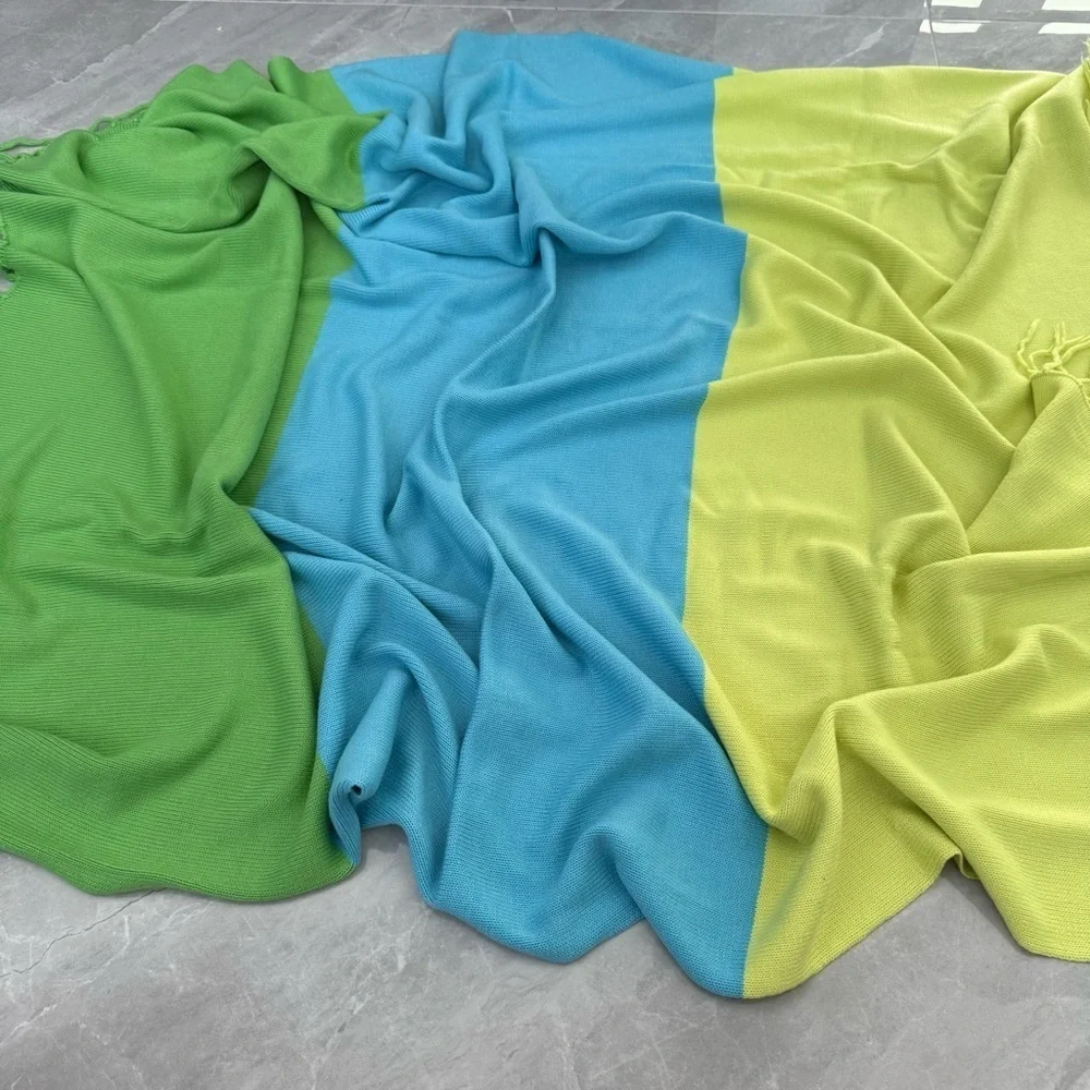 Tommy Hilfiger Colorblock Tassel Throw Blanket